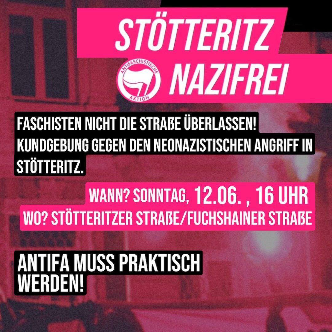 Kundgebung "Stötteritz Nazifrei - Den Faschisten nicht die Straße überlassen!"