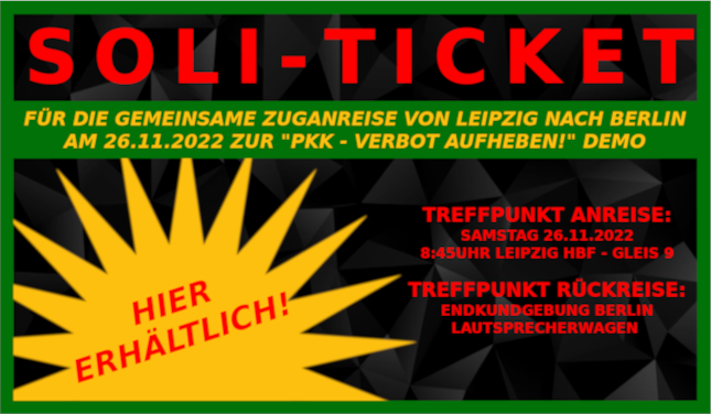 Gemeinsamen Zuganreise zur „PKK-Verbot aufheben!"  Demo in Berlin +++ SOLITICKETS +++