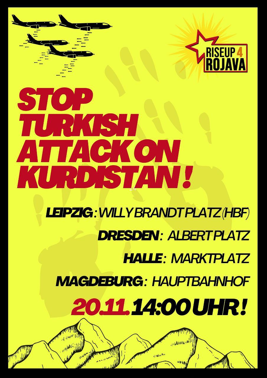 DEMONSTRATION gegen die Türkischen Luftangriffe auf Rojava und Südkurdistan!