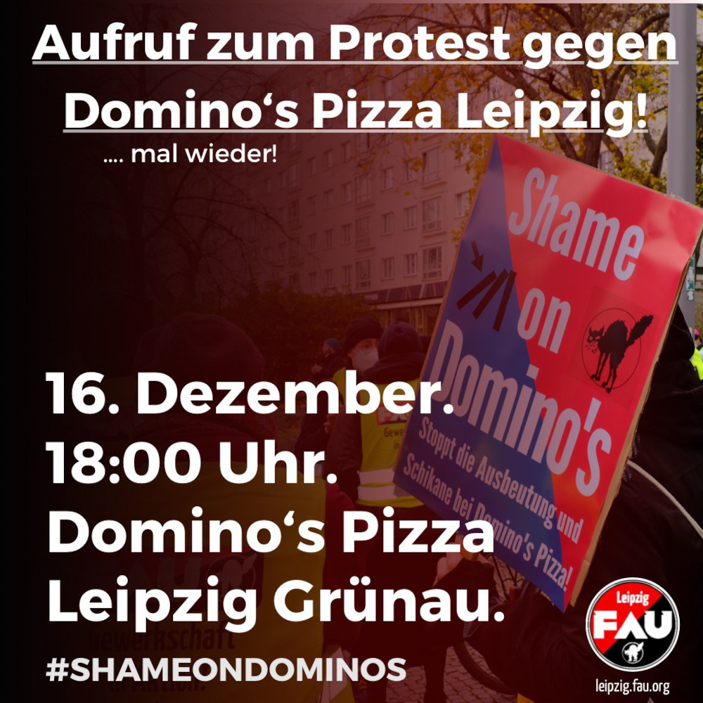 Demo: "Domino's, wo ist unser Lohn?" (FAU Leipzig)
