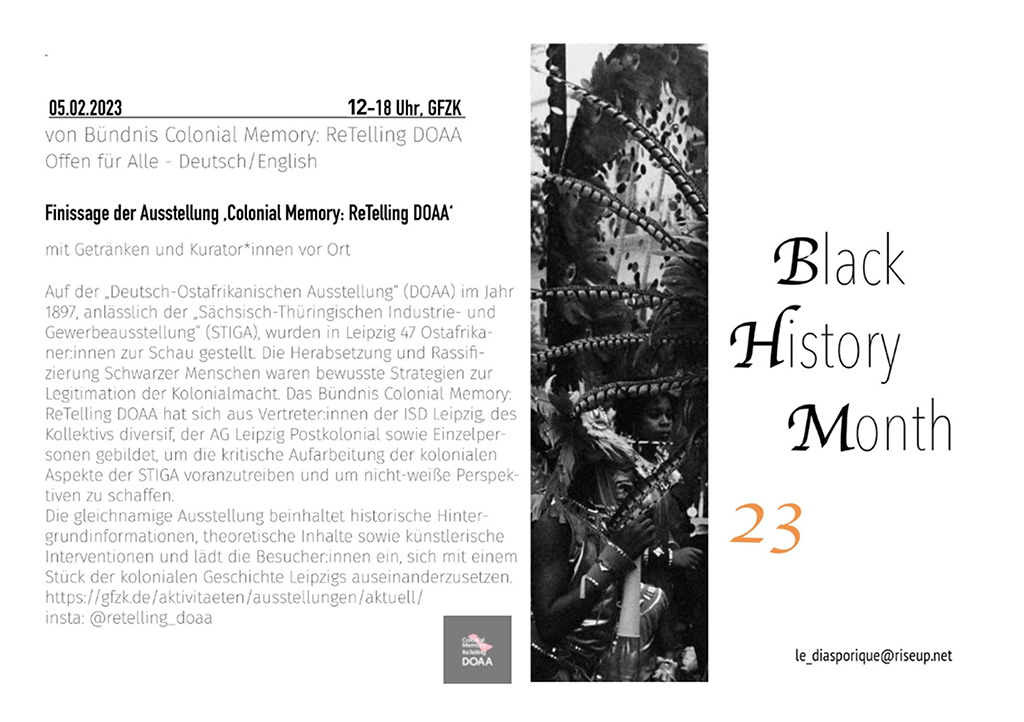 BlackHistoryMonth23: Finissage der Ausstellung 'Colonial Memory: ReTelling DOAA'