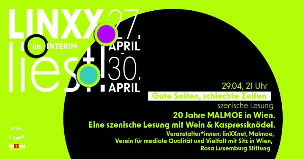 “Gute Seiten, schlechte Zeiten”. 20 Jahre MALMOE in Wien. eine szenische Lesung