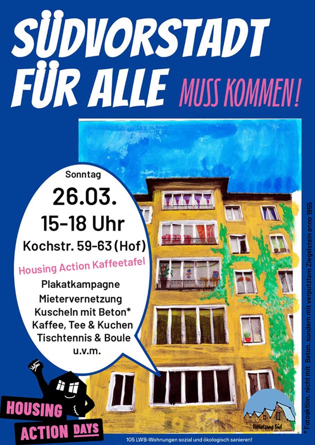 Housing Action Kaffeetafel in der Südvorstadt