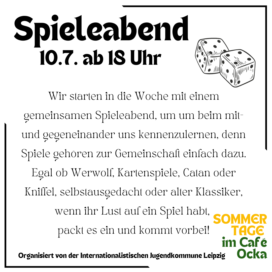 Gemeinsamer Spieleabend - Sommertage im Café Ocka