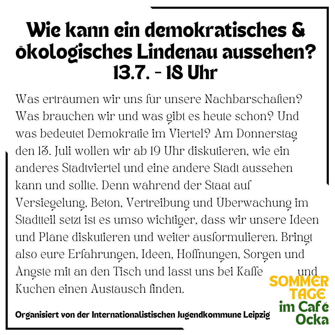 Wie kann ein demokratisches und ökologisches Lindenau aussehen? - Sommertage im Café Ocka