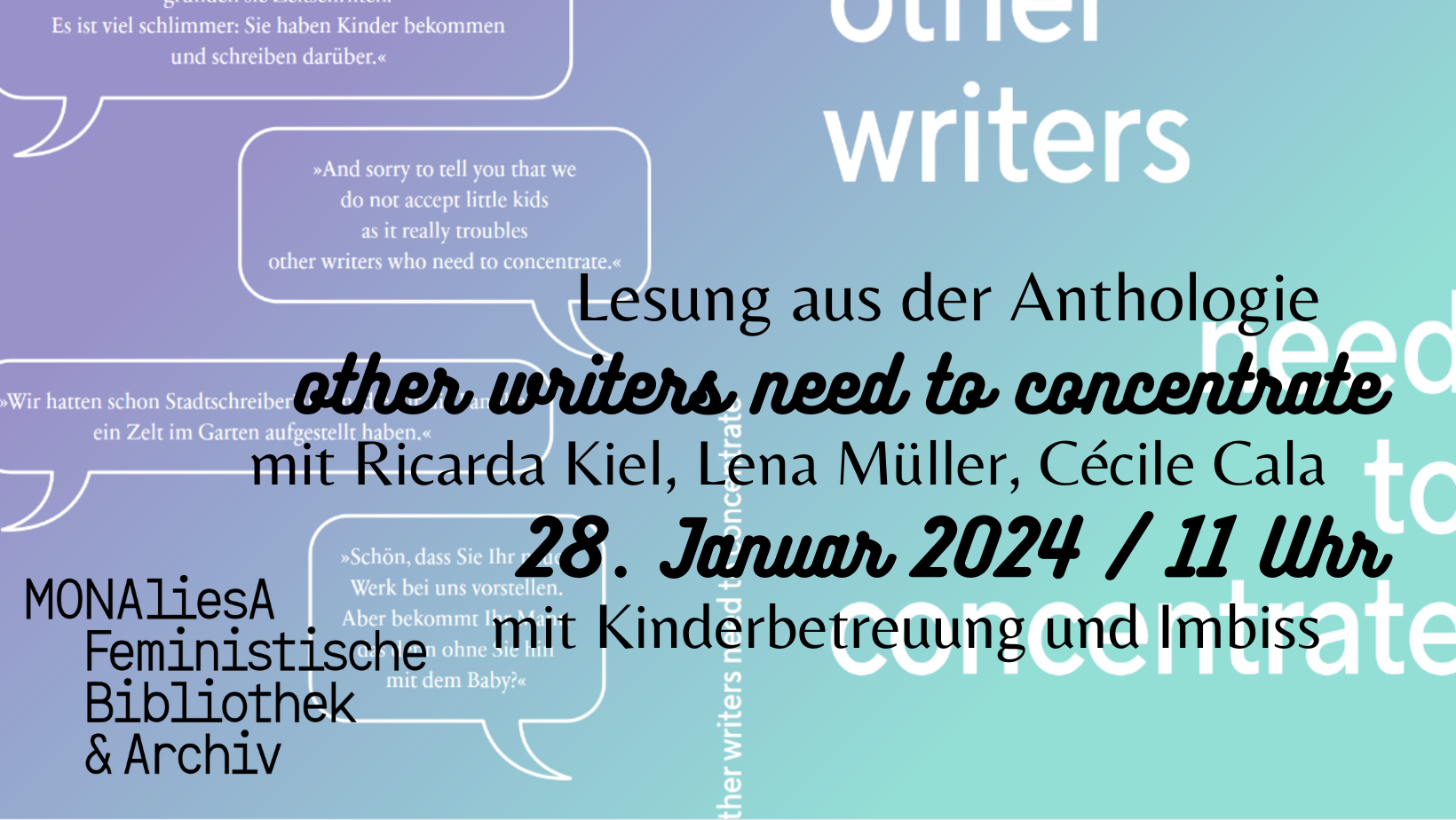 other writers need to concentrate / Buchvorstellung mit Kinderbetreuung