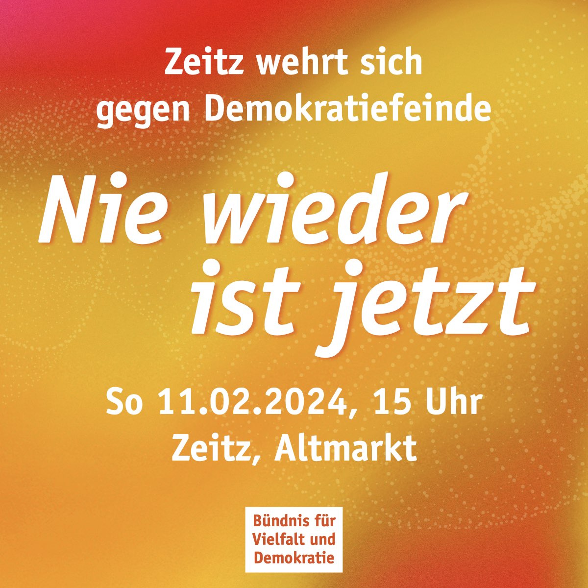 Nie wieder ist jetzt! Zeitz wehrt sich gegen Demokratiefeinde