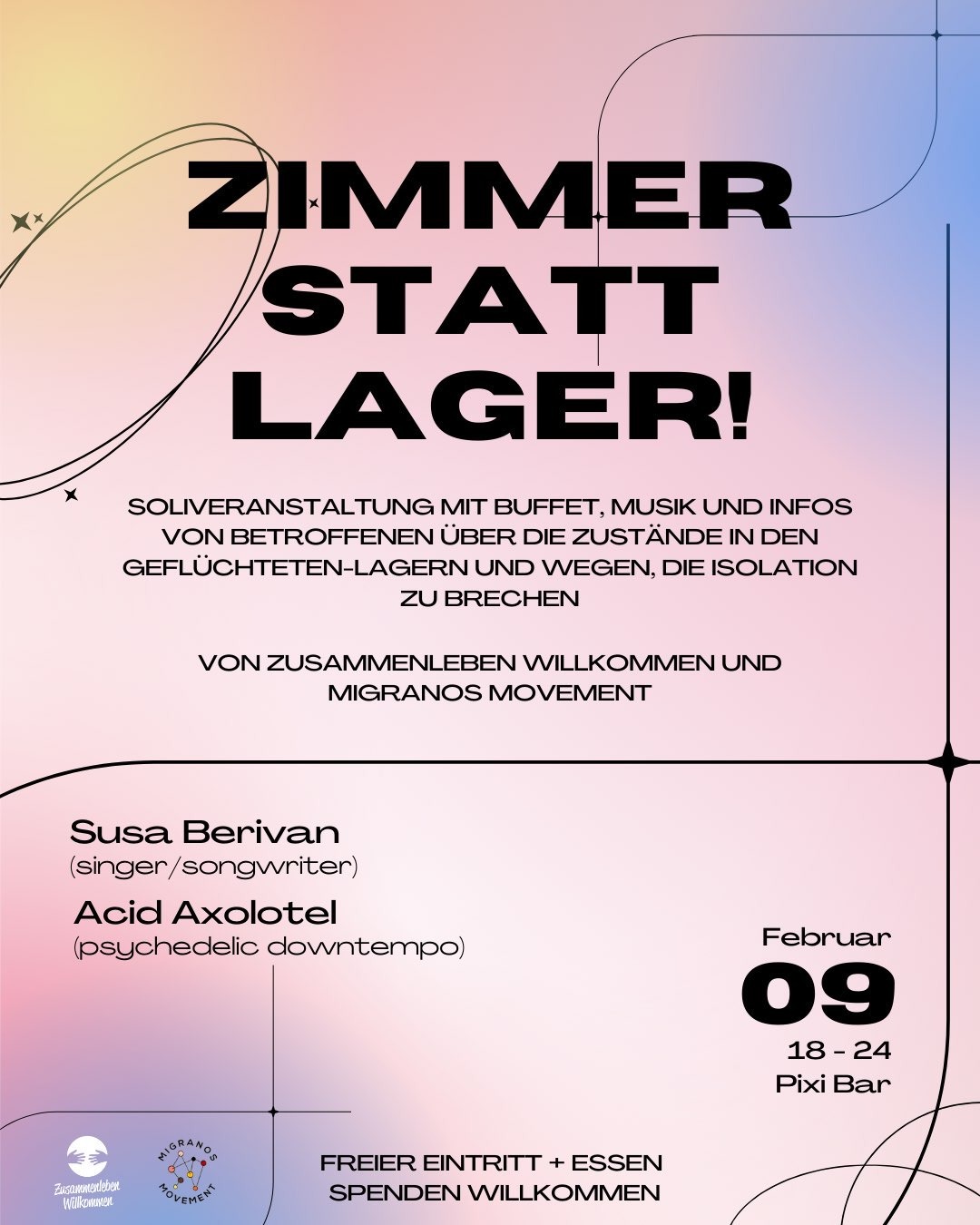 Zimmer statt Lager - Soliveranstaltung Break the Isolation