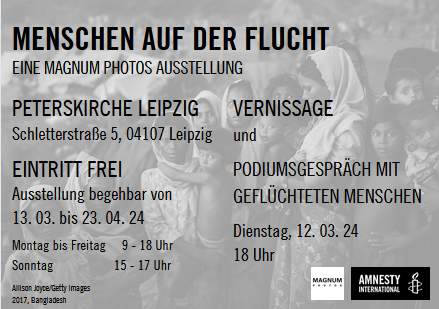 Vernissage der Ausstellung Menschen auf der Flucht mit Podiumsgespräch