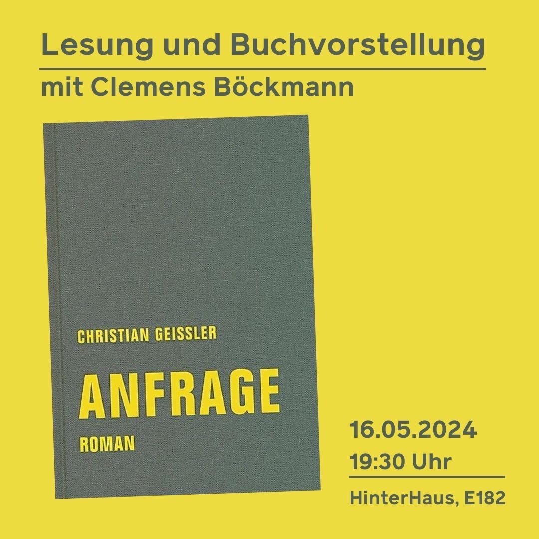 Lesung und Buchvorstellung: Christian Geissler „Anfrage“