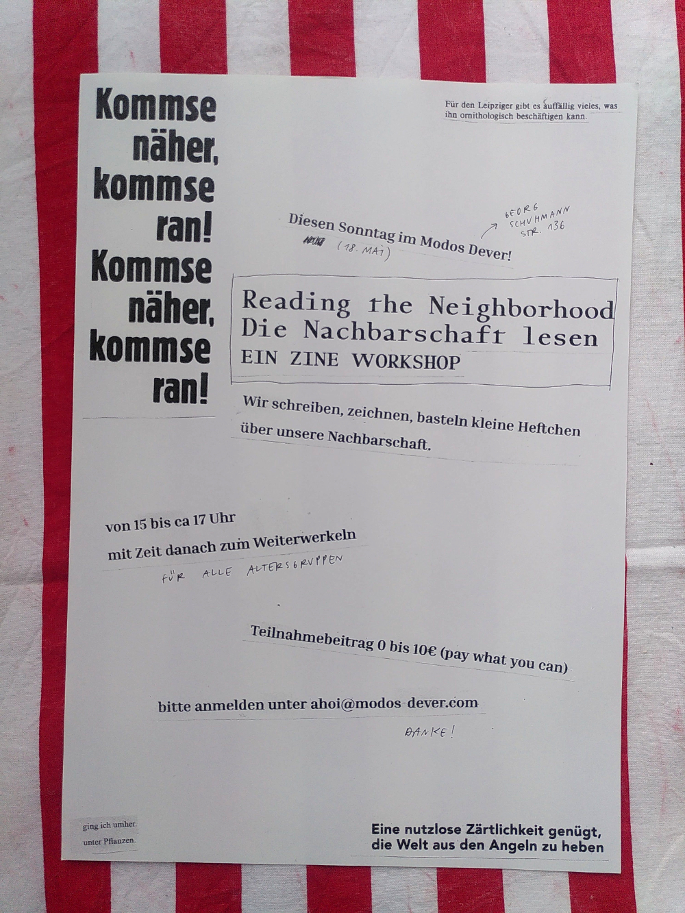 Die Nachbarschaft lesen: Ein Zine Workshop