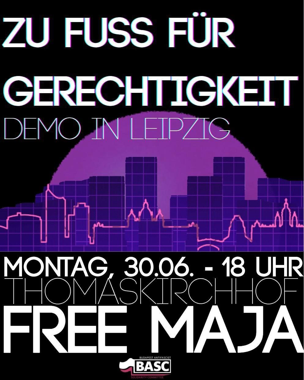 Free Maja - Zu Fuß für Gerechtigkeit - Kundgebung in Leipzig
