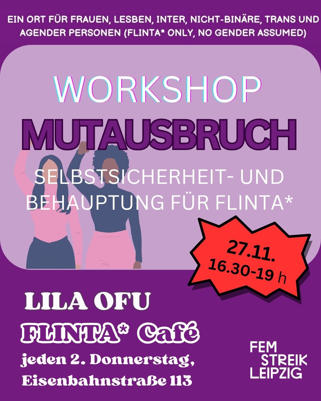FLINTA*-Café LilaOFU: Mutausbruch - Selbstbehauptungsworkshop für FLINTA*