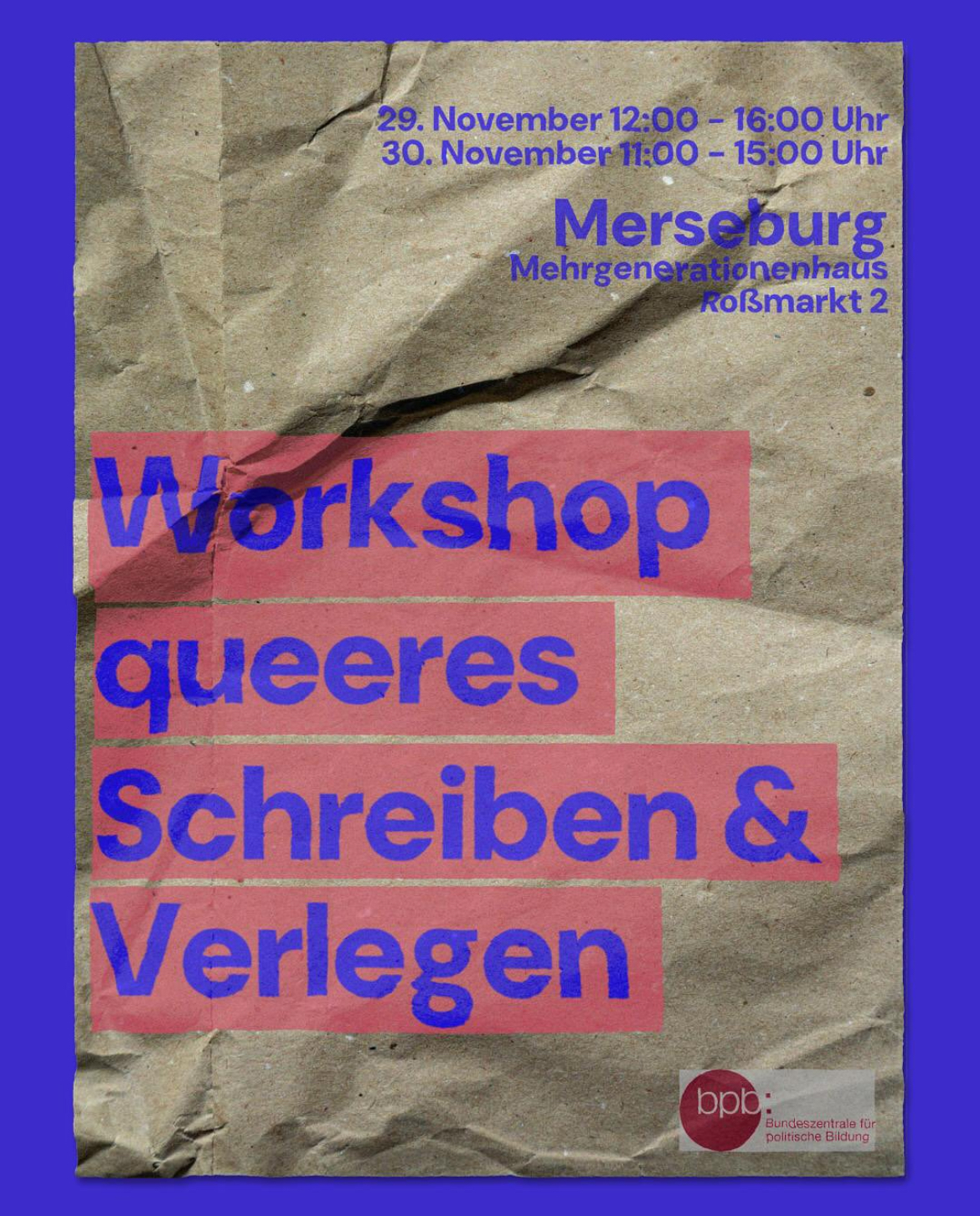 Schreibworkshop Queeres Schreiben und Verlegen
