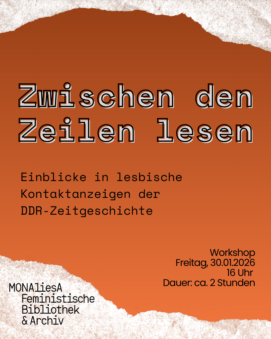 Workshop: Zwischen den Zeilen lesen. Einblicke in lesbische Kontaktanzeigen der DDR-Zeitgeschichte