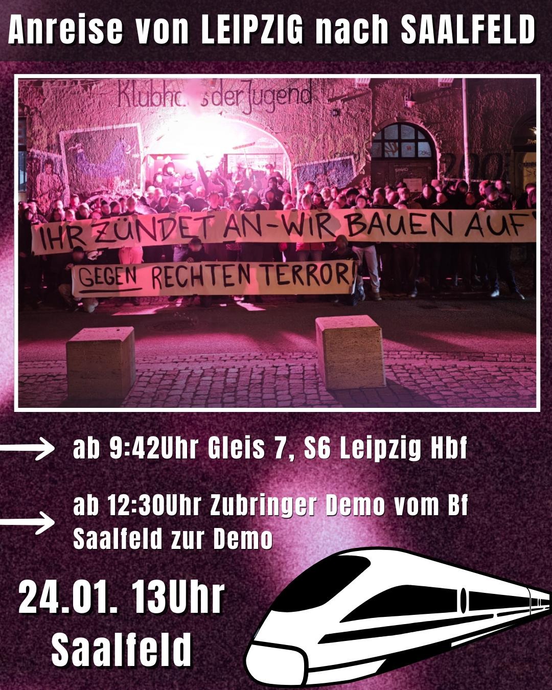 Gemeinsame Anreise zur Demo nach Saalfeld