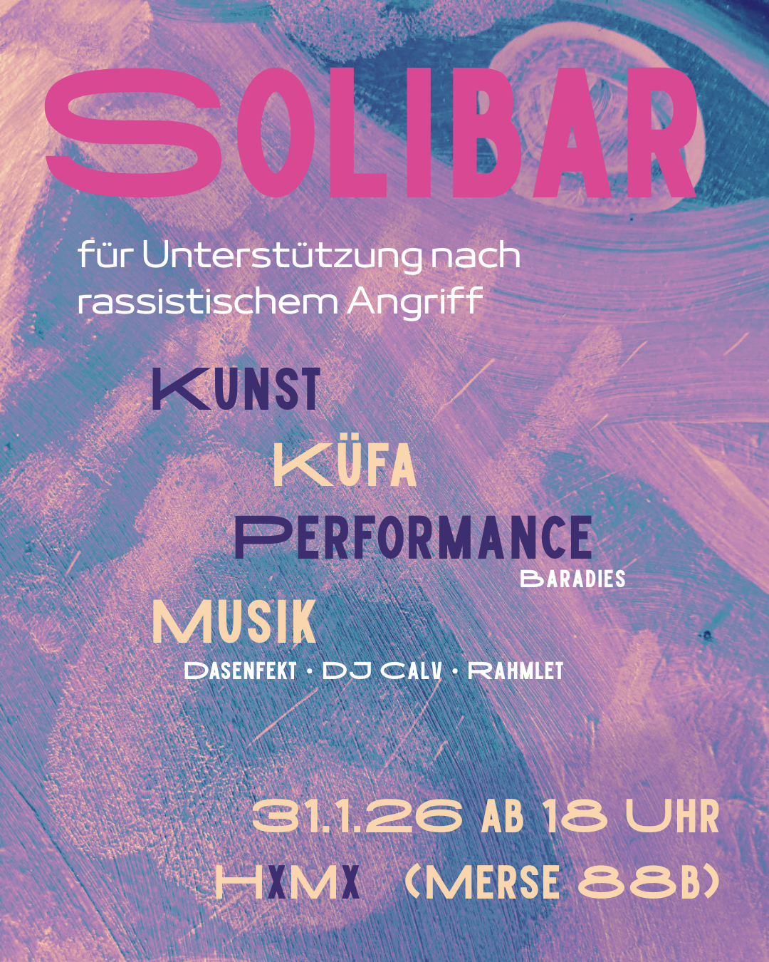 Solibar + KüFa + Kunst für Unterstützung nach rassistischem Angriff