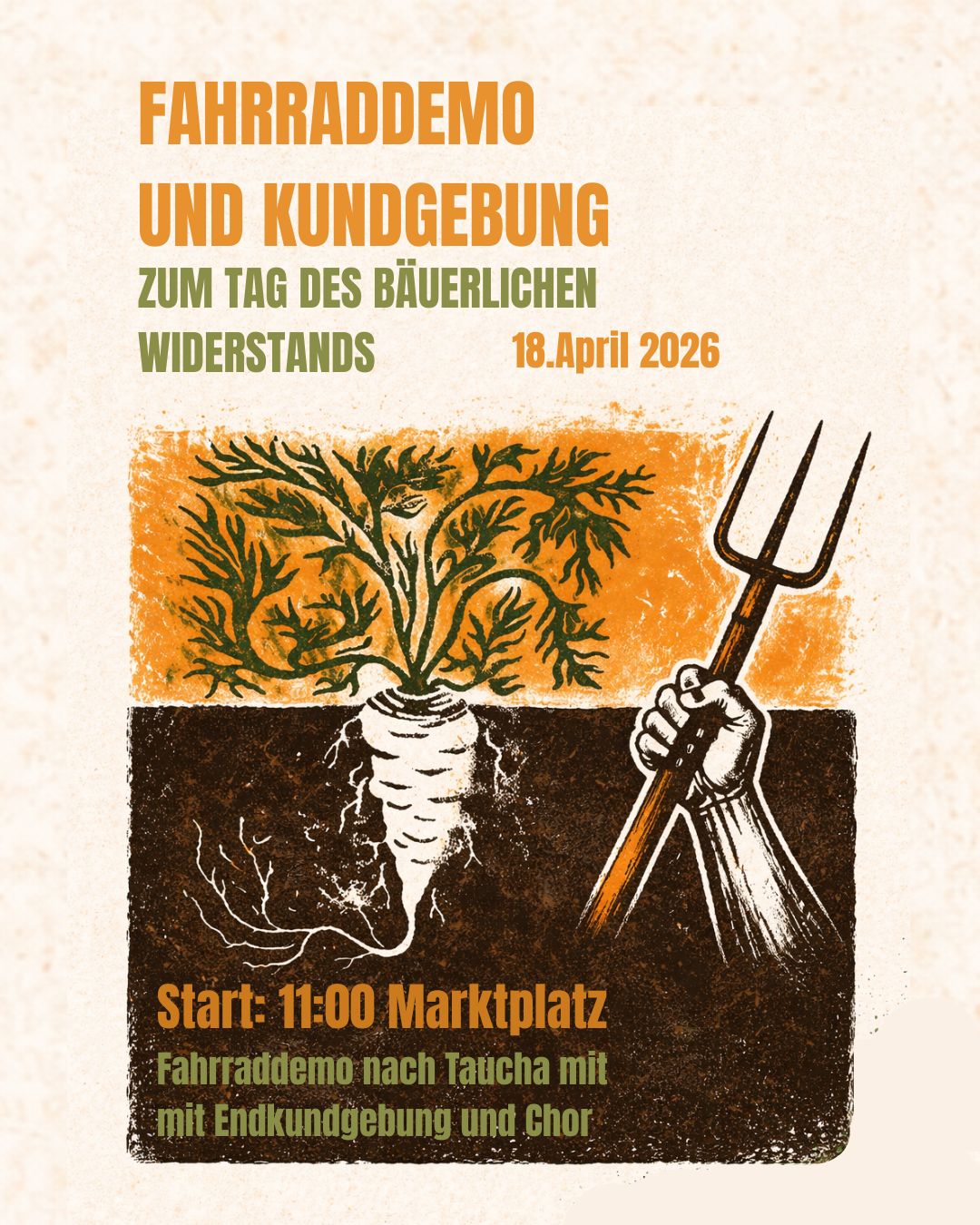 Fahrraddemo & Kundgebung zum Internationalen Tag des bäuerlichen Widerstands - von Leipzig (Markt) nach Taucha