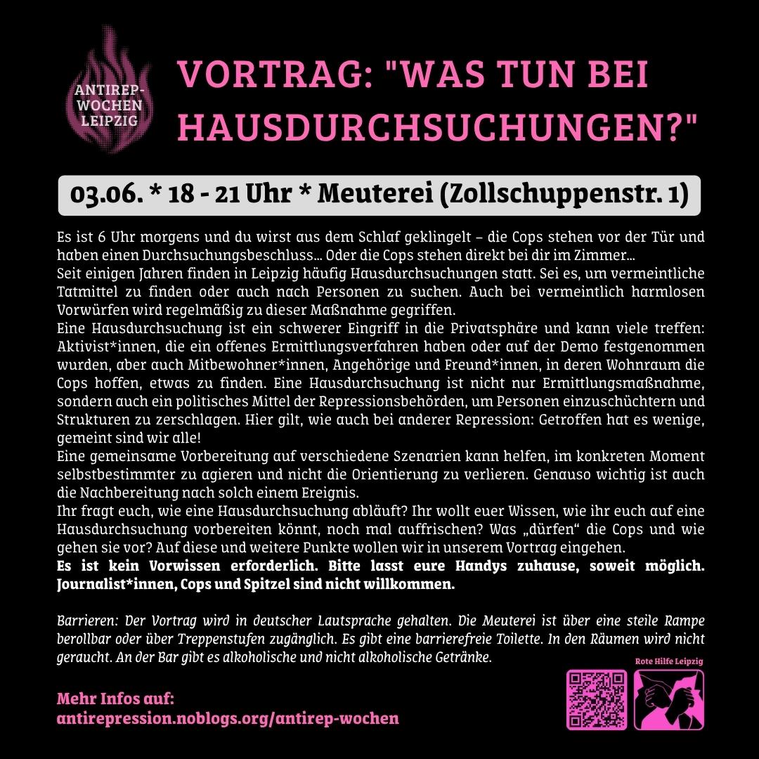 Vortrag: "Was tun bei Hausdurchsuchungen?"