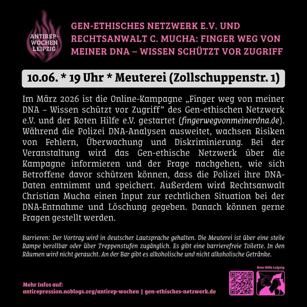 Gen-ethisches Netzwerk e.V. und Rechtsanwalt C. Mucha: Finger weg von meiner DNA – Wissen schützt vor Zugriff