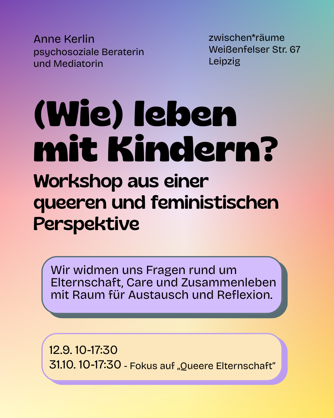 Workshop (Wie) leben mit Kindern? aus einer queeren/emanzipatorischen Perpektive