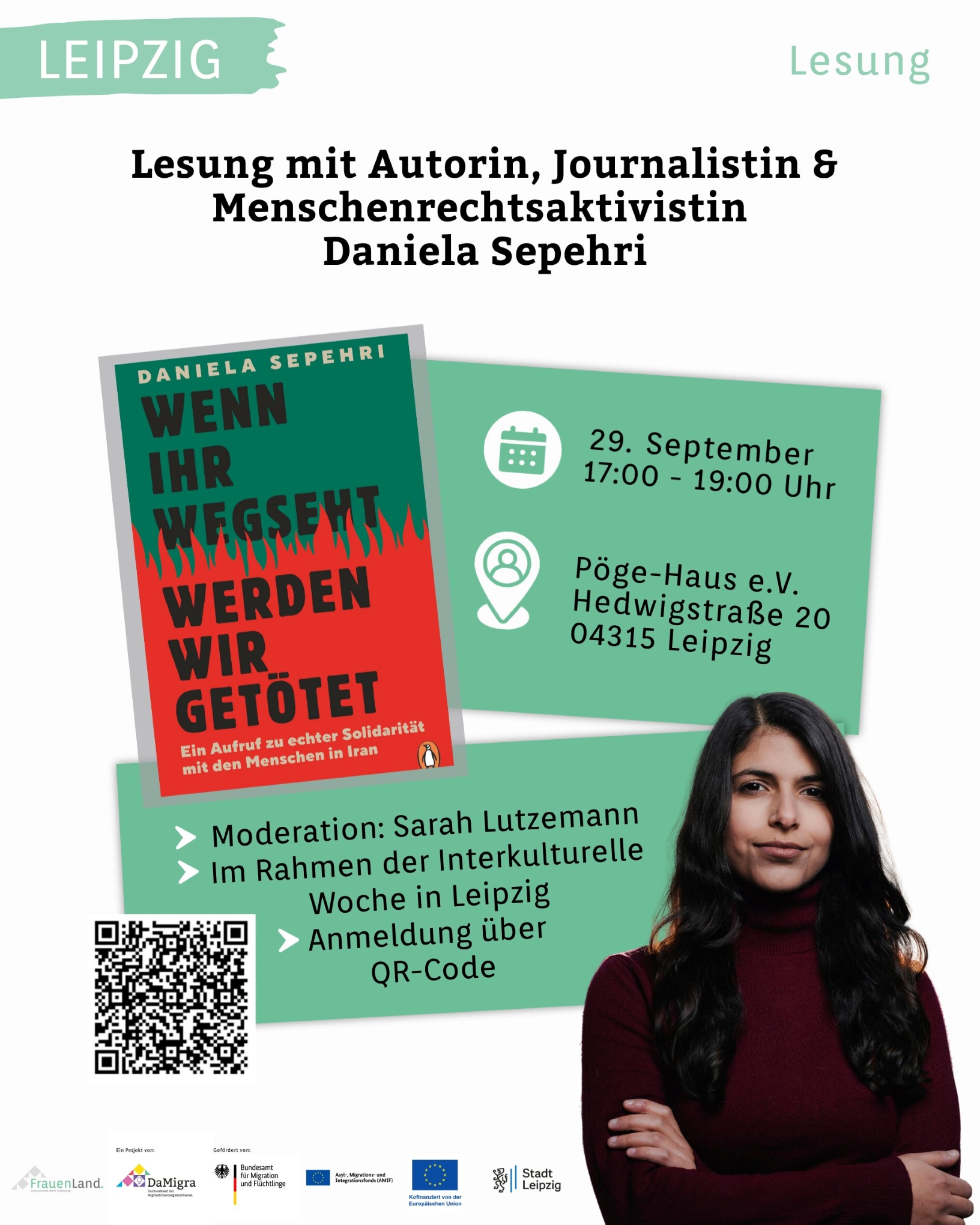 Lesung & Diskussion mit Daniela Sepehri zu ihrem Buch „Wenn ihr wegseht, werden wir getötet“
