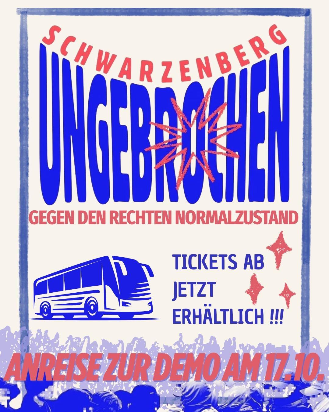 Anreise zu „Ungebrochen – gegen den rechten Normalzustand“: Demonstration am 17. Oktober in Schwarzenberg
