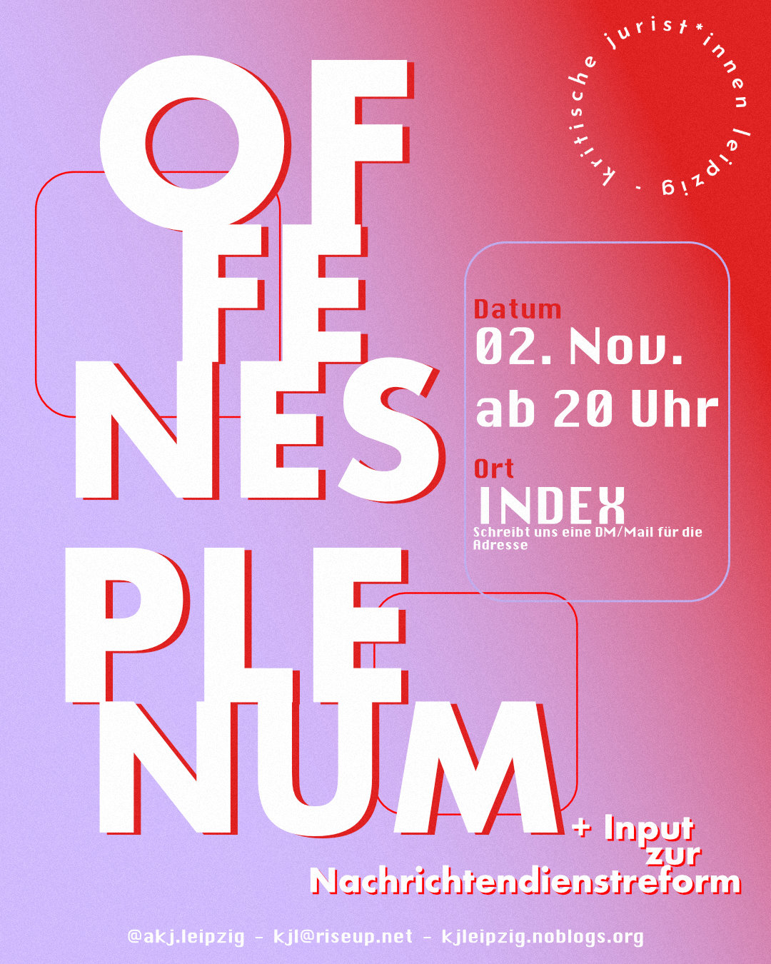 Offenes Plenum mit Input zur Nachrichtendienstreform